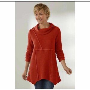 Soft Surroundings Orange Breakwater Cozy Fall Tunic Sweater Womens Size XL